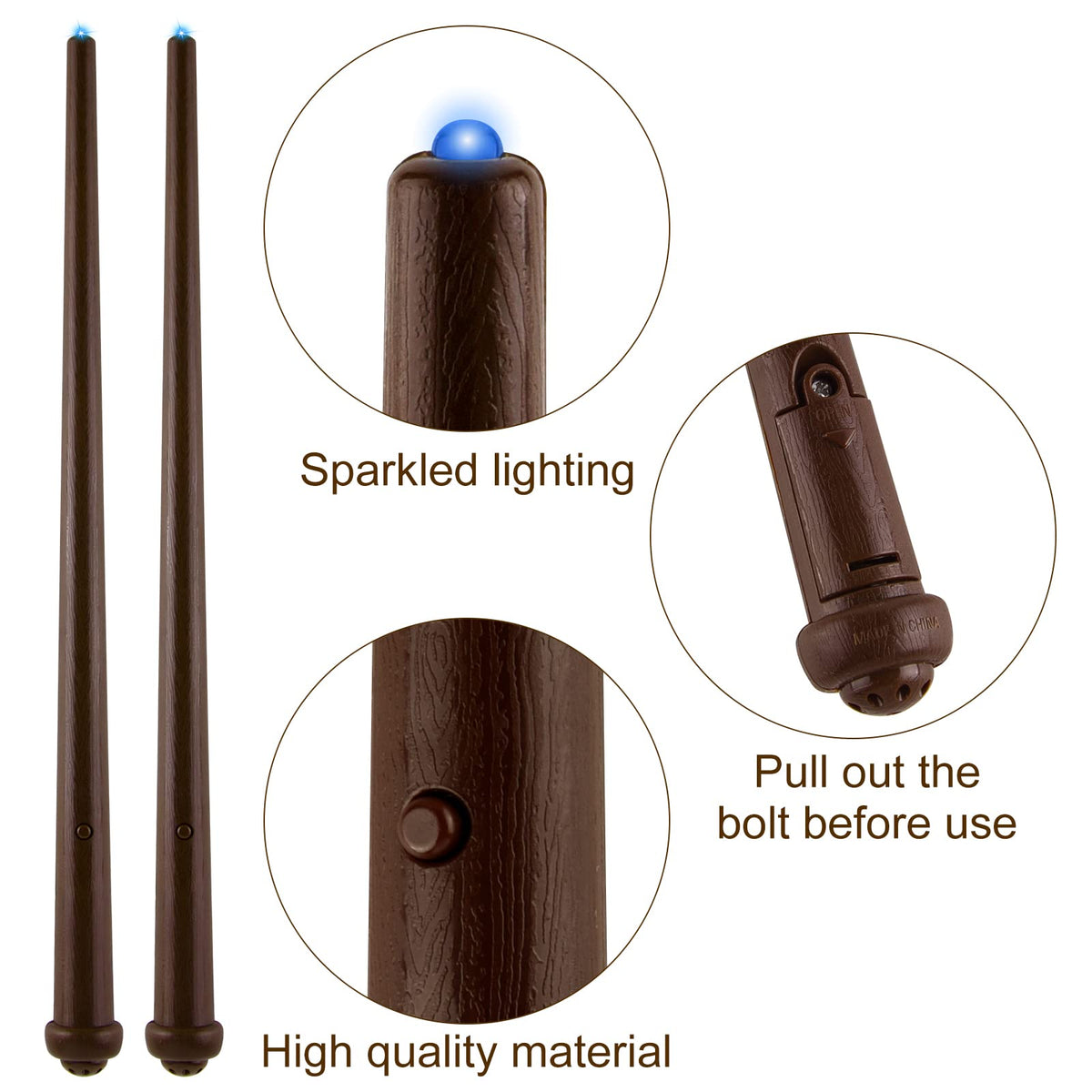 MIAHART 35 cm plastic wand offers comfortable grip for kids and adults.