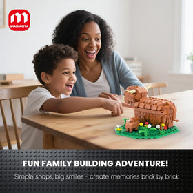 MIAMIACITA Highland Cow Building Set assembly image demonstrates clear steps for easy construction.
