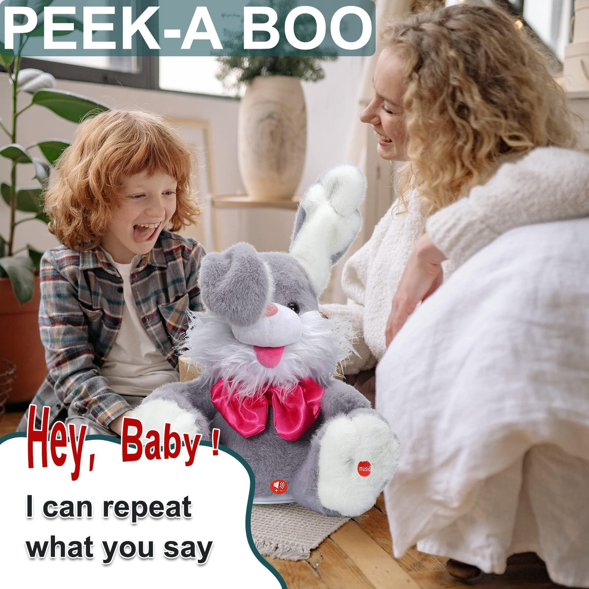 MIAODAM Bunny cuddle toy for toddler imagination.