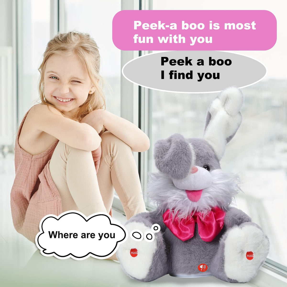 MIAODAM Bunny repeats sounds for language practice.