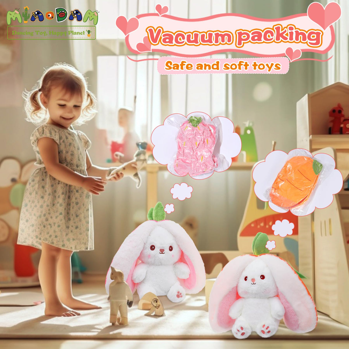MIAODAM cozy bunny plush offers warm cuddles during reading or TV time