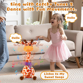 MIAODAM Dancing Giraffe Toy LED glow lights for evening fun.