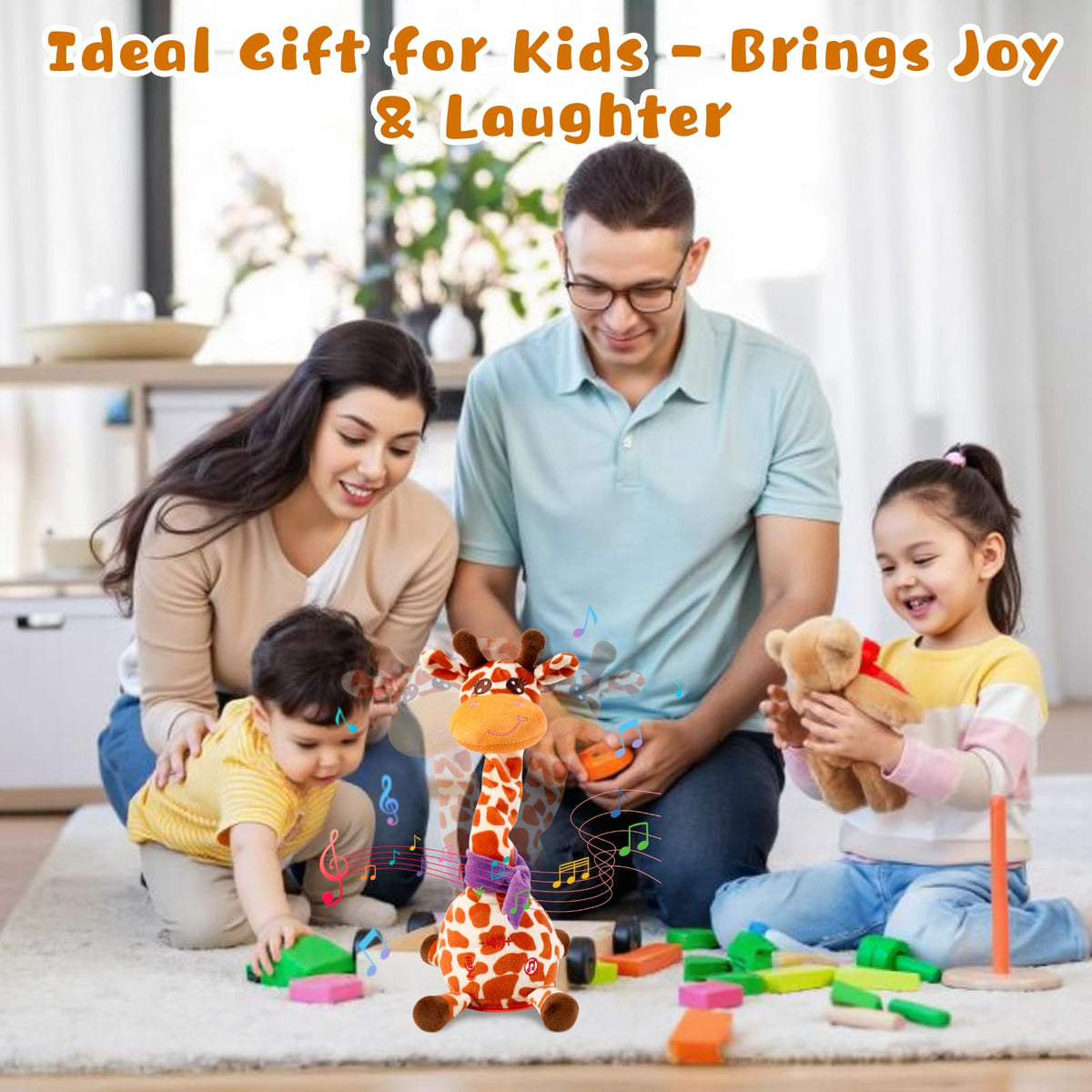 MIAODAM Dancing Giraffe Toy recording function saves messages up to 15 seconds.