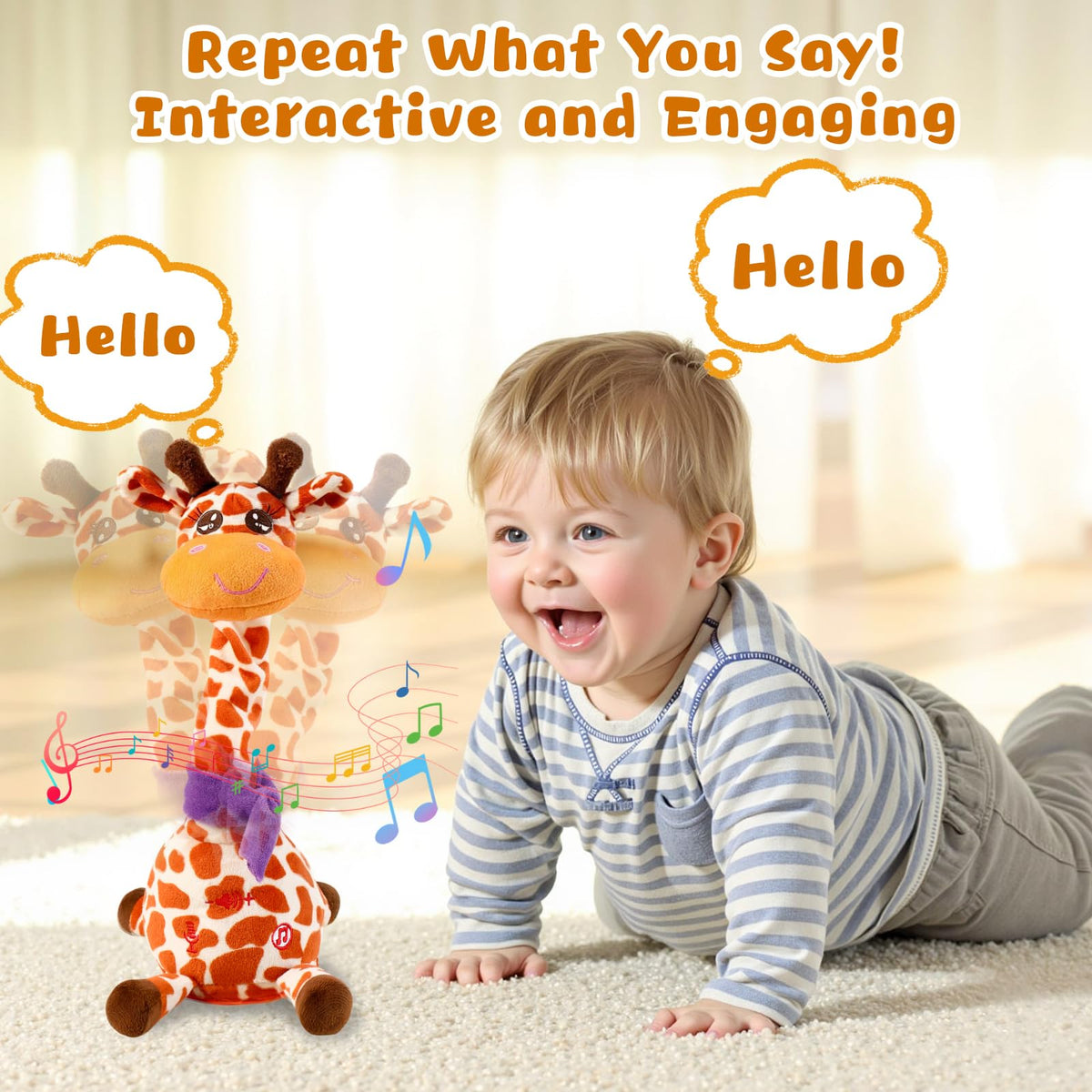 MIAODAM Dancing Giraffe Toy soft plush finish for cozy hugs.