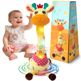 MIAODAM Dancing Talking Giraffe toy with bright LED glow for lively playtime.