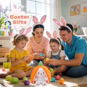 MIAODAM Easter Bunny plush close-up shows ultra-soft fabric and squishy comfort.