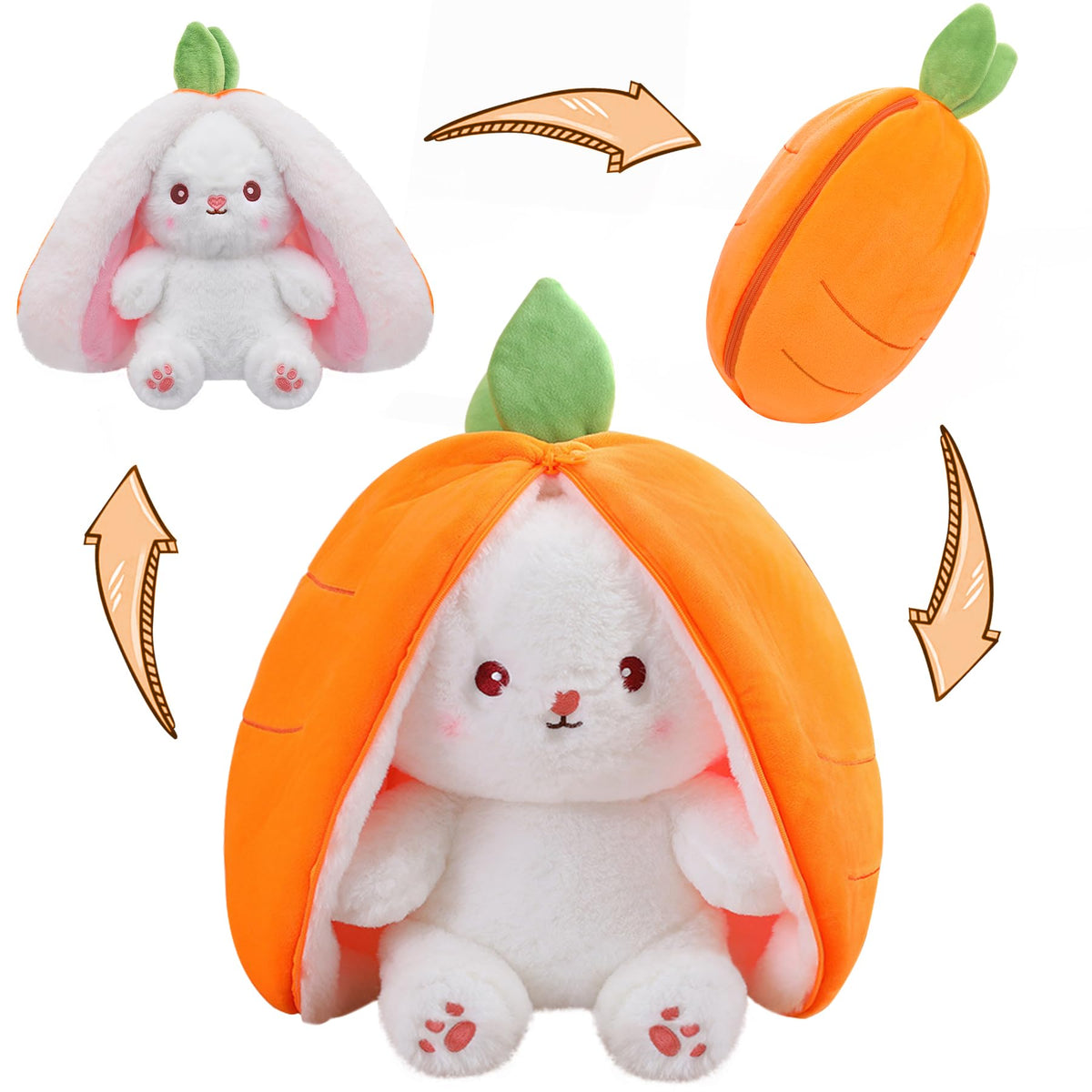 MIAODAM Easter Bunny stuffed animal strawberry transform offers playful plush variety for kids.