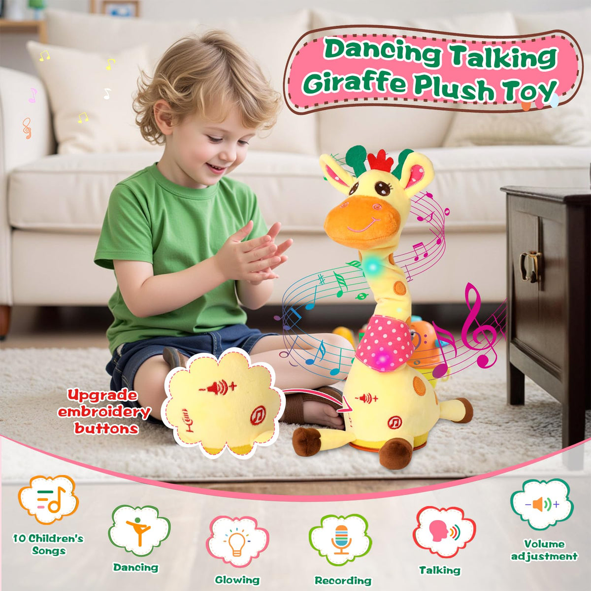 MIAODAM giraffe sings ten songs inviting kids to dance and sing along.