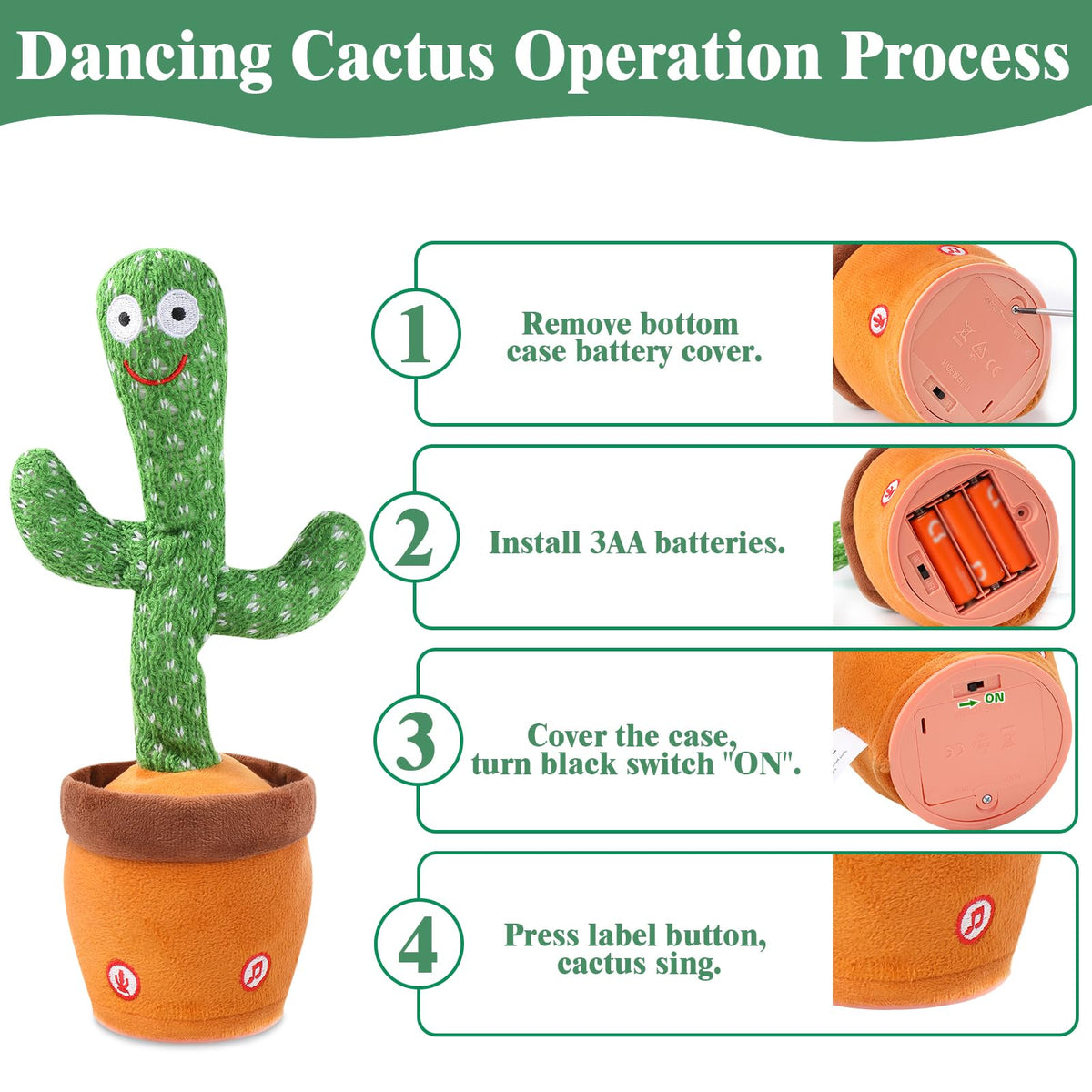MIAODAM soft plush cactus made for safe baby play sessions.