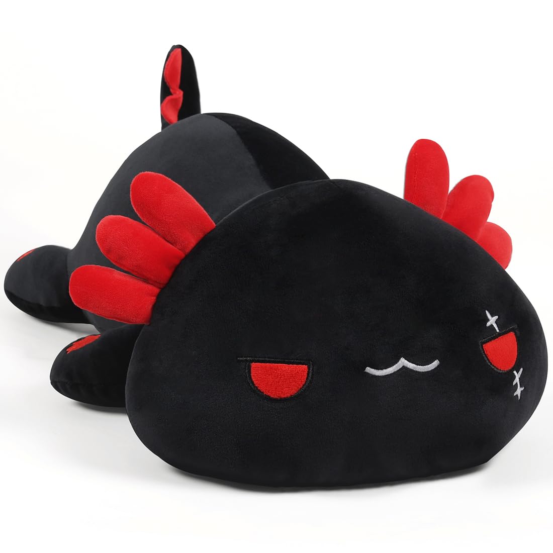 MIAOHAHA plush axolotl pillow front view, ideal for cuddling and bedtime comfort