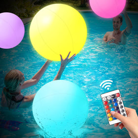 MIAOKE LED beach ball with remote for vibrant pool glow.