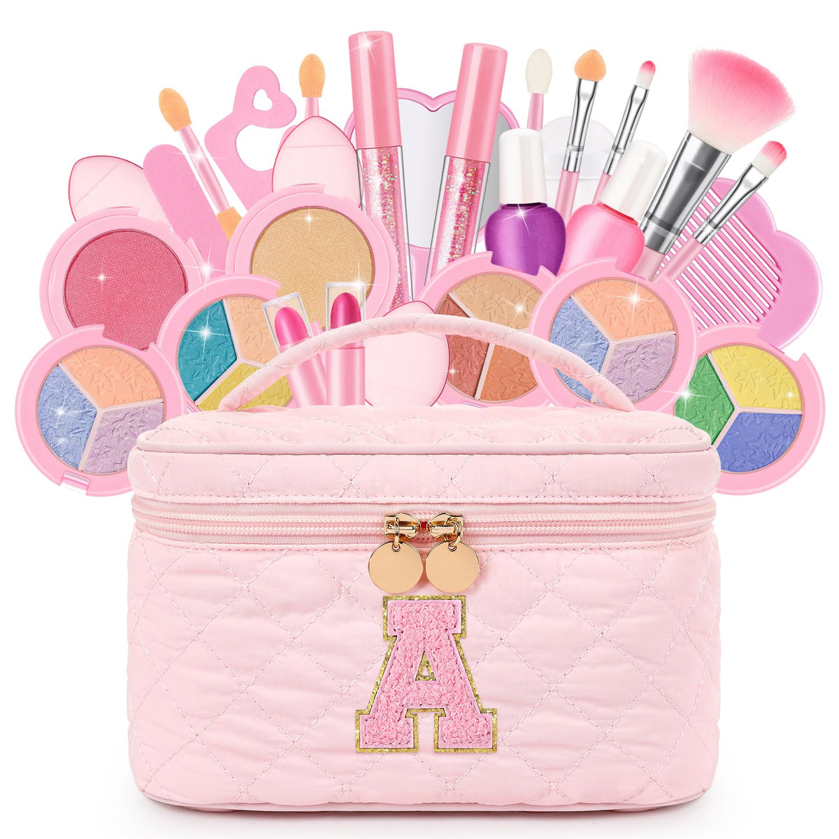 Mibasies kids makeup set box layout showing full 29-piece kit for safe imaginative play
