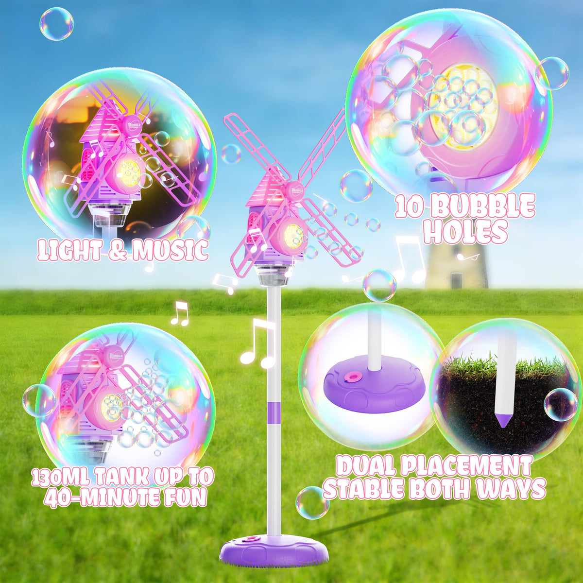 MiBex 130ml bubble tank extends bubble sessions outdoors.