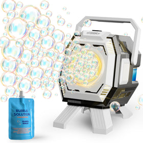 MiBex bubble machine with lights for outdoor bubble fun.