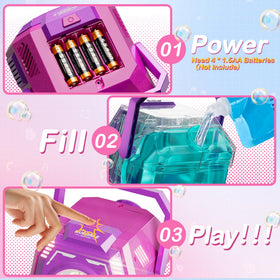 MiBex Bubble Machine portable with handle and stand for versatile use.