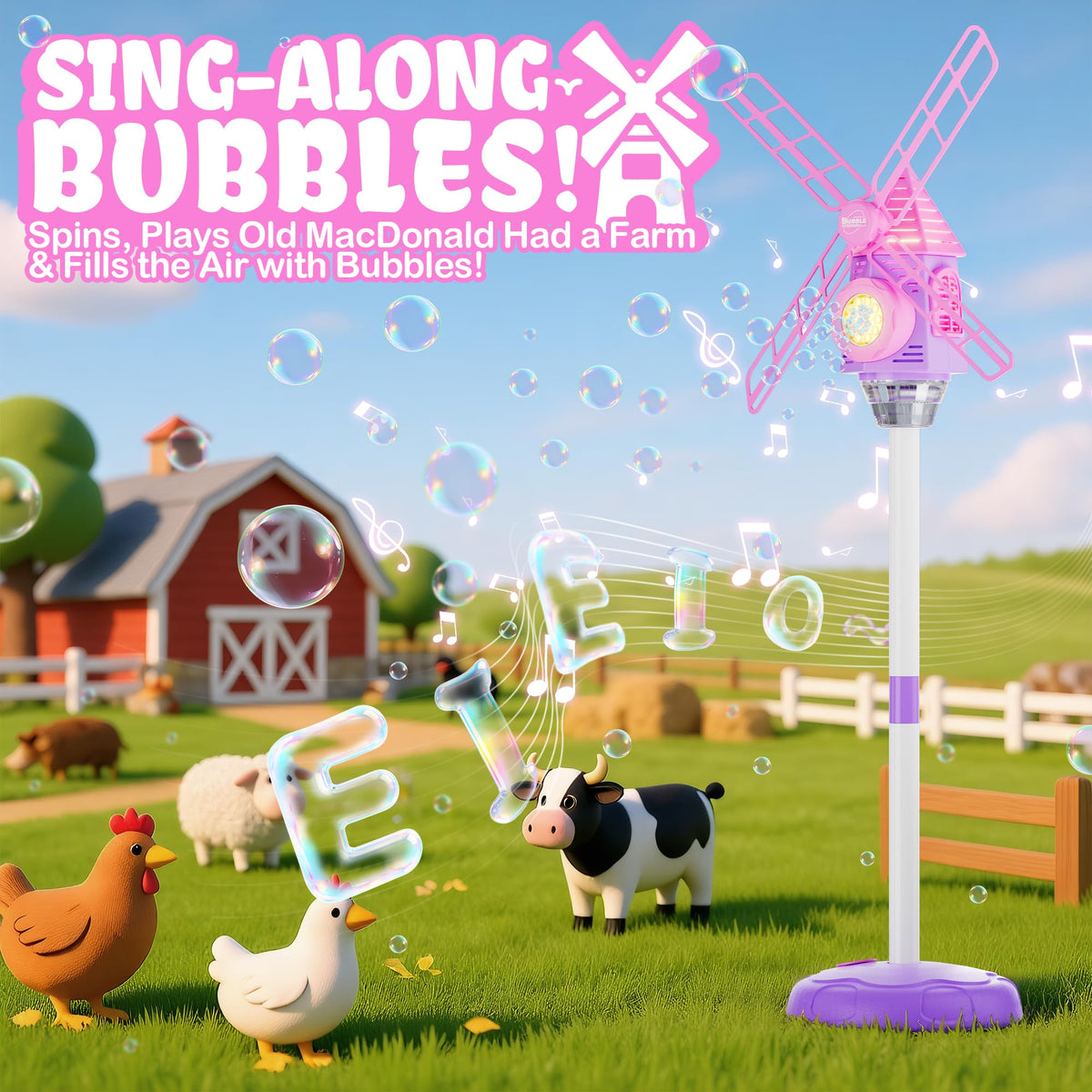 MiBex lights and music enhance backyard bubble sessions.