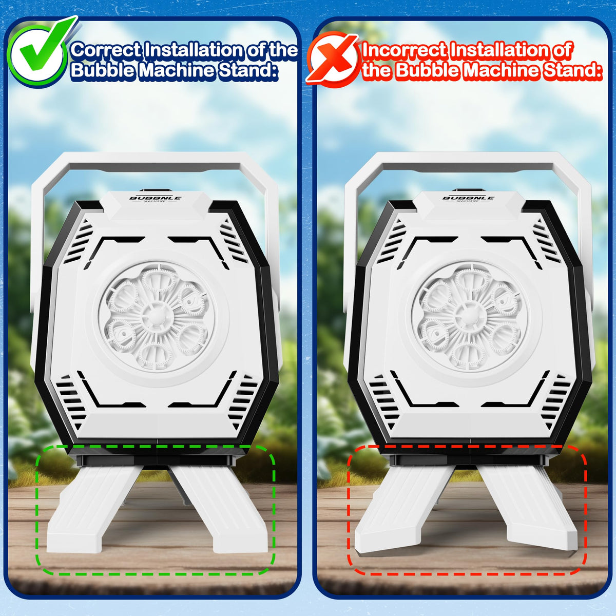 MiBex portable bubble machine with a convenient handle for easy transport.