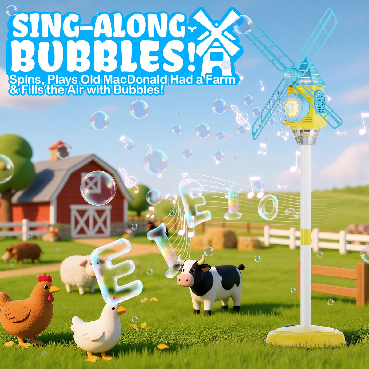 MiBex Windmill Bubble Machine 130ml tank for longer bubble sessions