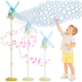 MiBex Windmill Bubble Machine positioned at 51-inch height for tall standing play outdoors