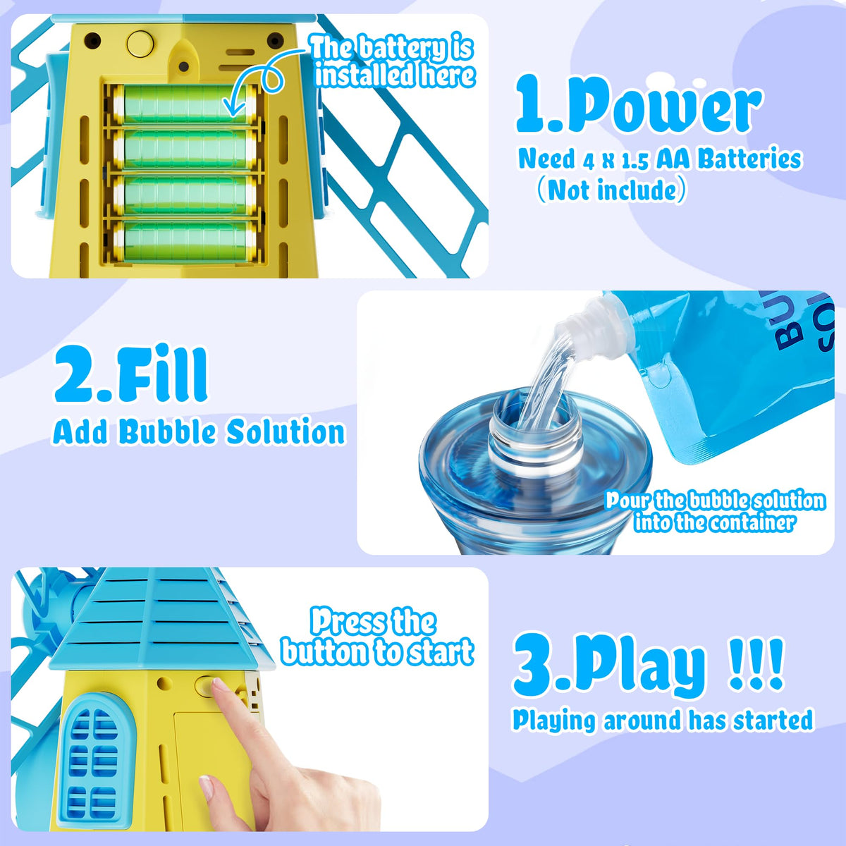MiBex Windmill Bubble Machine design focused on toddler-friendly play