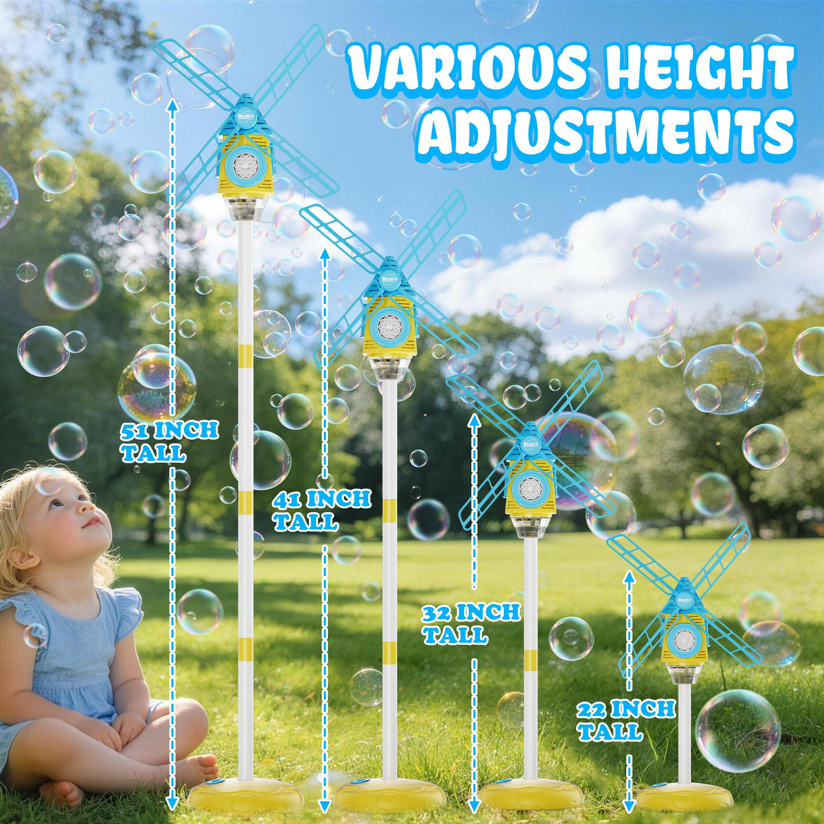 MiBex Windmill Bubble Machine lights and music enhance backyard fun