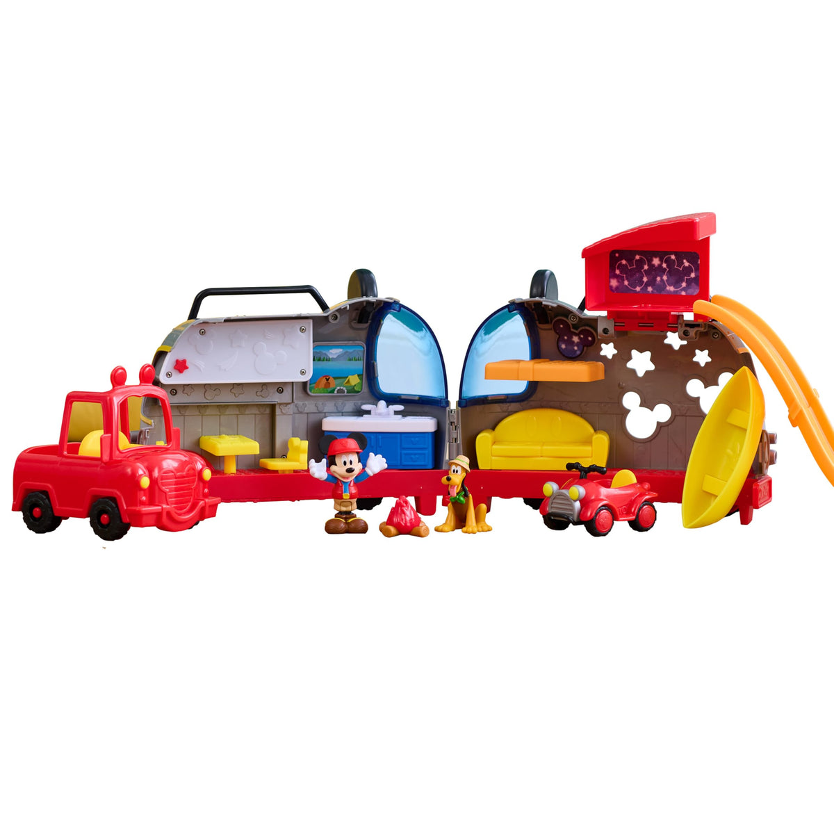 Disney Mickey Mouse Happy Camper playset camper for imaginative outdoor adventures.