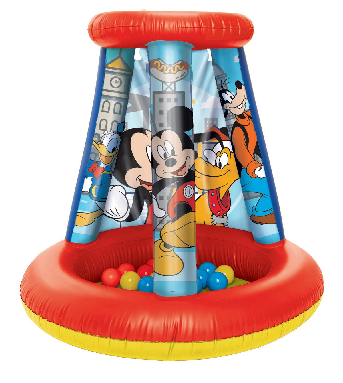 Mickey Mouse Kids Ball Pit with see-through windows invites curious exploration.