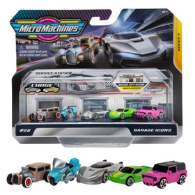 Micro Machines World Pack vehicles with authentic details for display and play.