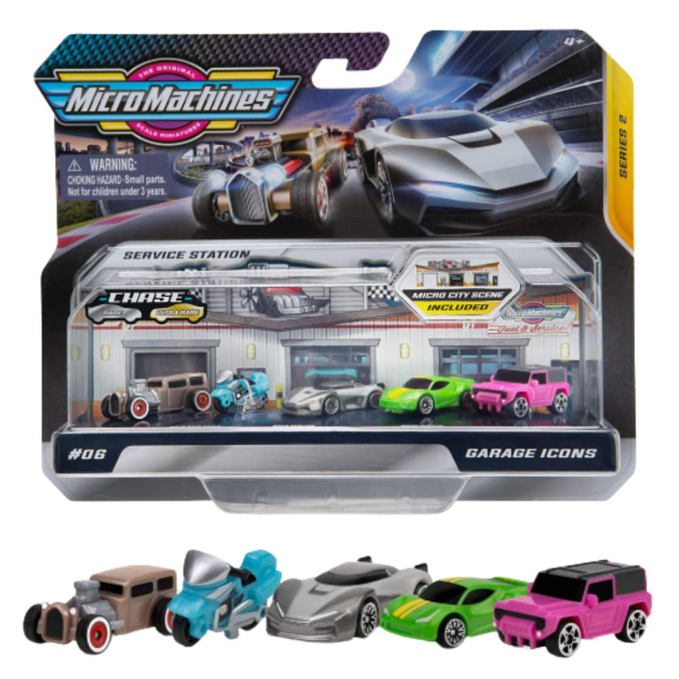 Micro Machines World Pack vehicles with authentic details for display and play.