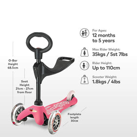 Micro Mini 3in1 Deluxe stand-on-scooter captures balanced toddler play and steady strides.