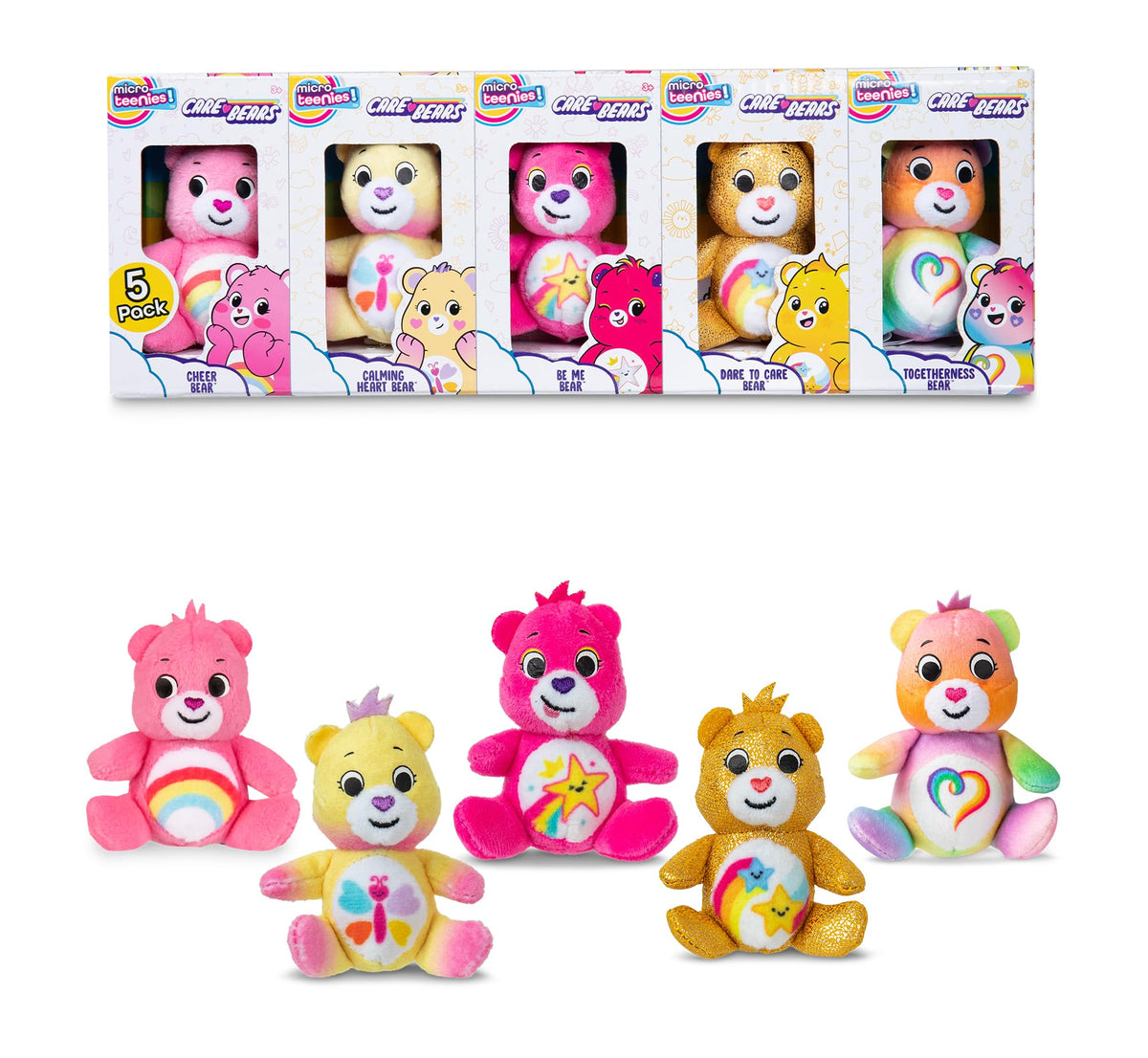 Micro Teenies Care Bears 5-Pack treasure box in hand, perfect for imaginative play on the go