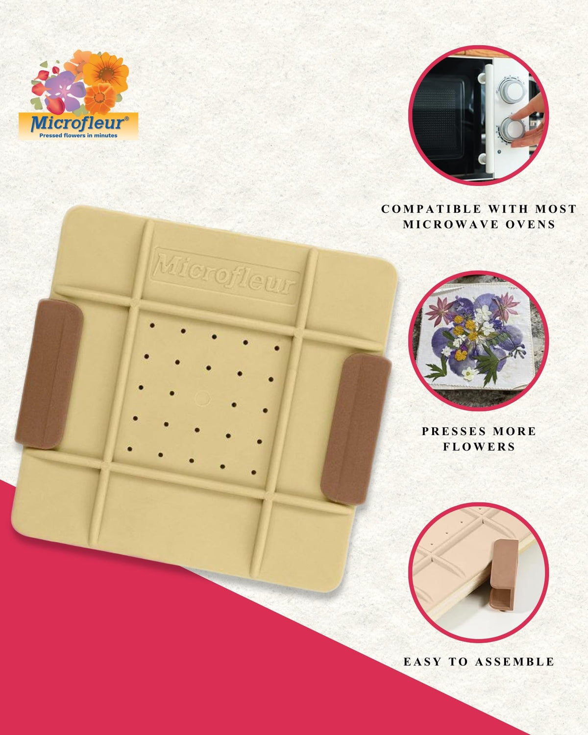 Microfleur press kit designed for kids and adults to enjoy easy, creative flower pressing