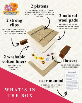 Microfleur press kit displays washable absorbent cloth and wool felt for DIY projects