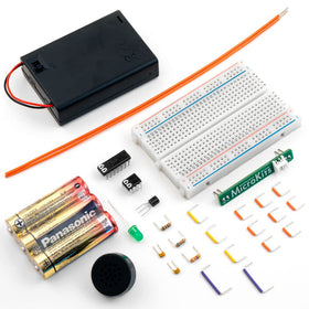 MicroKits Theremin breadboard layout demonstrating capacitive sensing