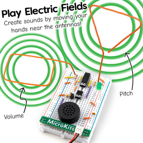 MicroKits Theremin gesture demo showing hands influencing sound