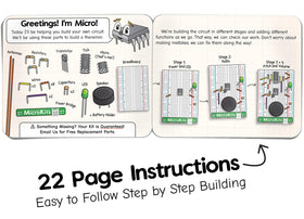 MicroKits Theremin instructional booklet with step-by-step guidance