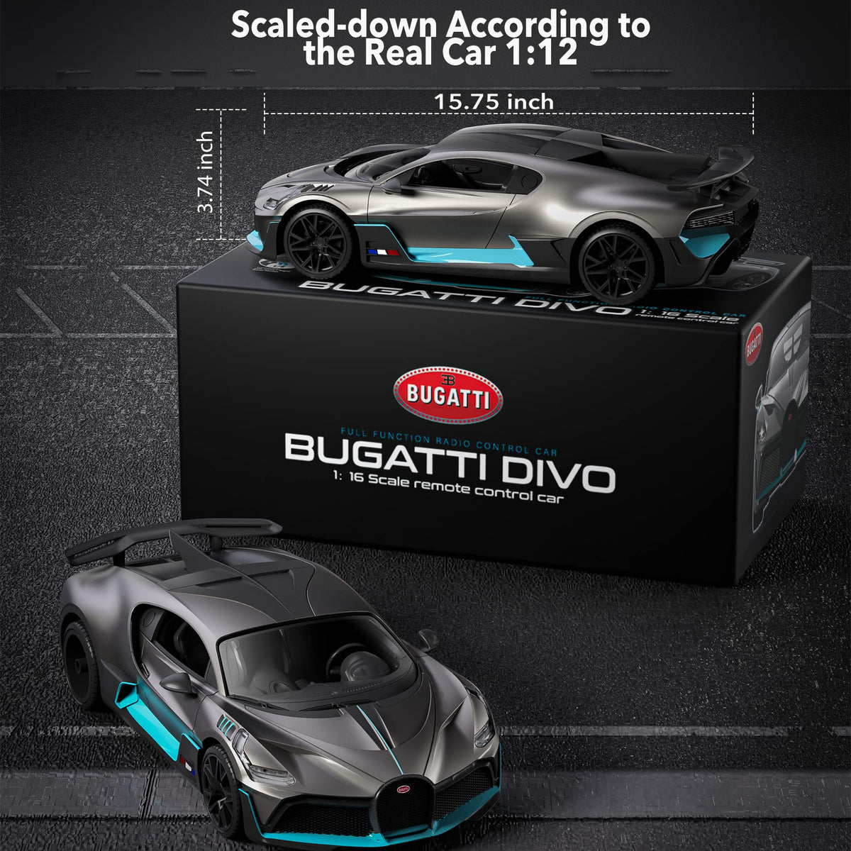 MIEBELY Bugatti Divo RC car rear view, faithful proportions for display