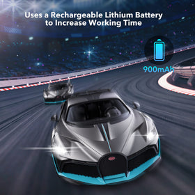 MIEBELY Bugatti Divo RC car side view, compact size ideal for quick races