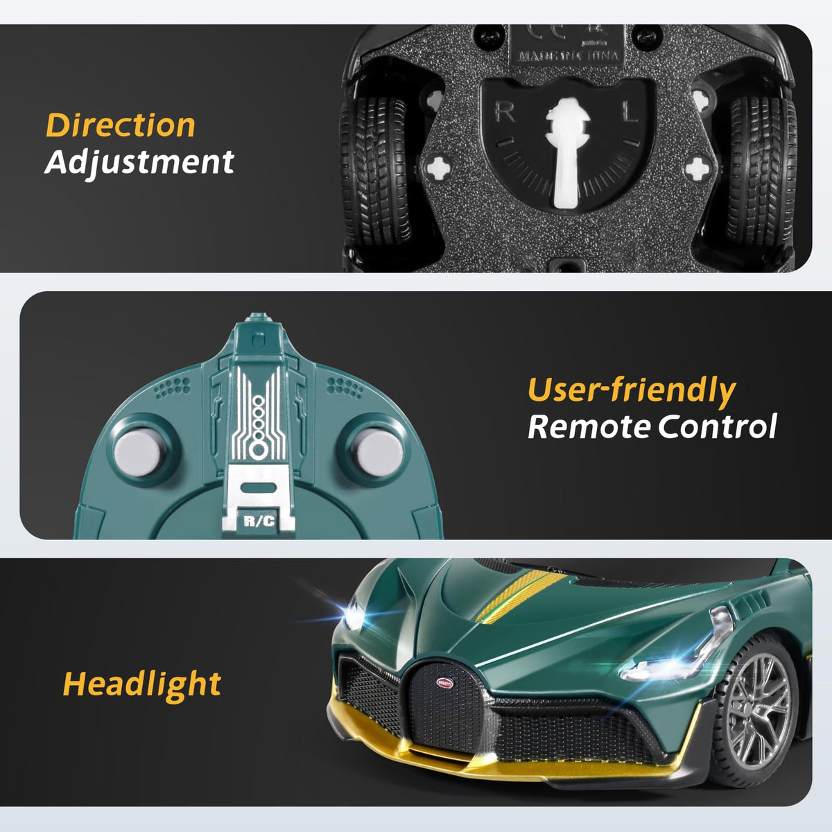 MIEBELY Bugatti Divo 1/24 rear view reveals compact chassis and vivid color