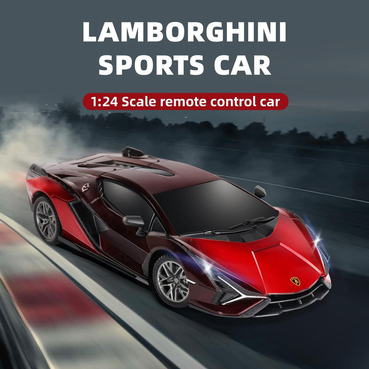 MIEBELY Lamboghini RC car includes a rechargeable battery for longer play.