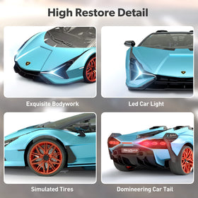 MIEBELY Lamborghini RC car rear view highlights aero details and stability.
