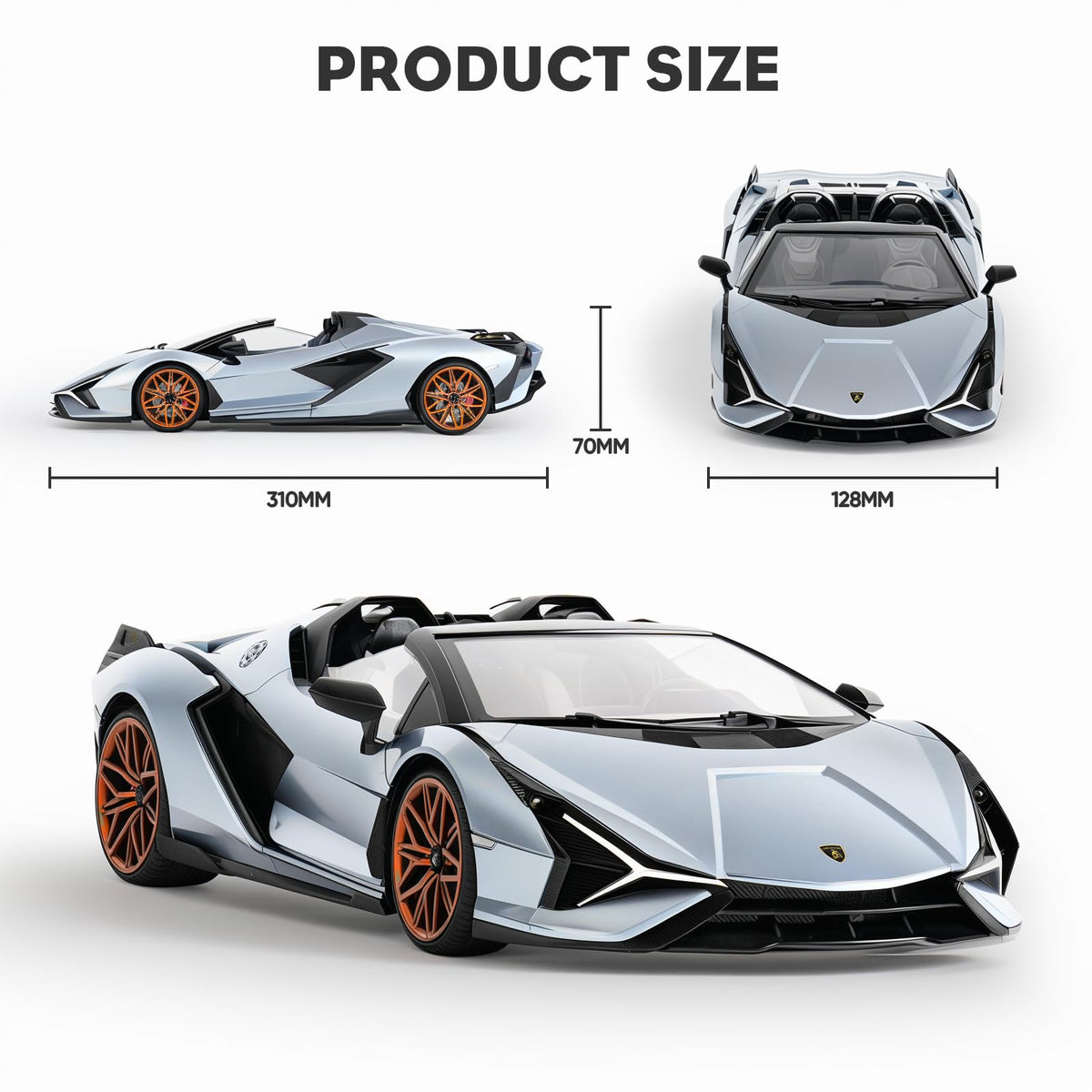 MIEBELY Lamborghini RC car top view shows compact form