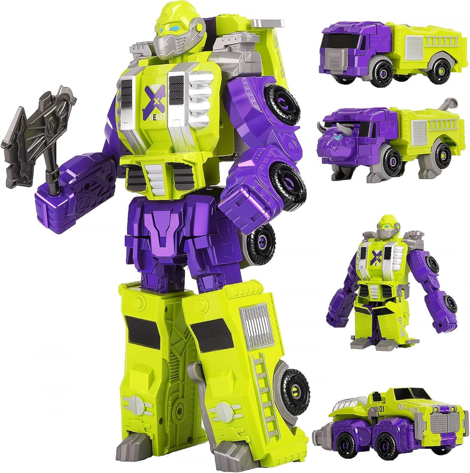 MIEBELY Toddler Robot Vehicles Set packaging with magnets for easy setup