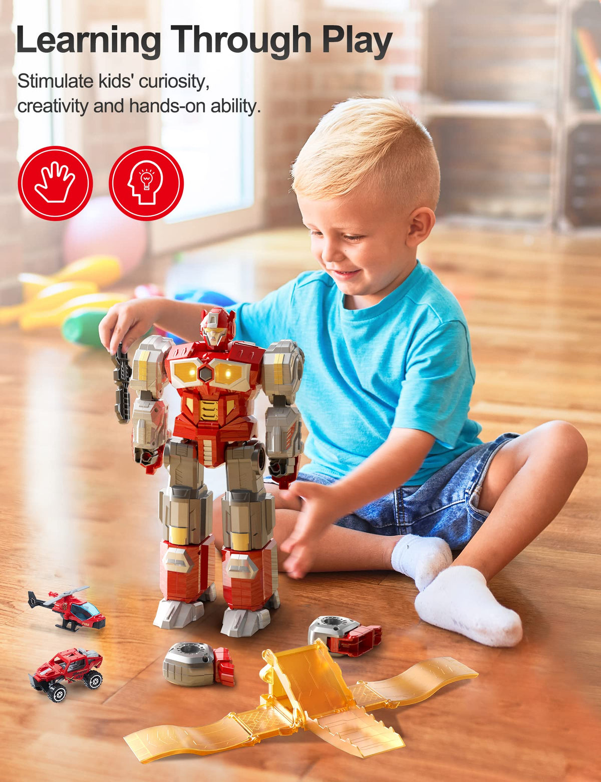 MIEBELY Transforming Toys: magnetic assembly closeup for easy building.