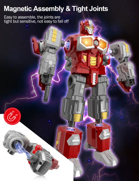 MIEBELY Transforming Toys: three-forms mecha, dinosaur, runway with lights.