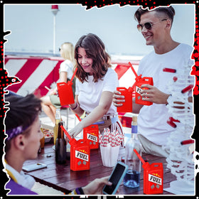 Mifoci 24-count cups with straws on a party table for convenience.
