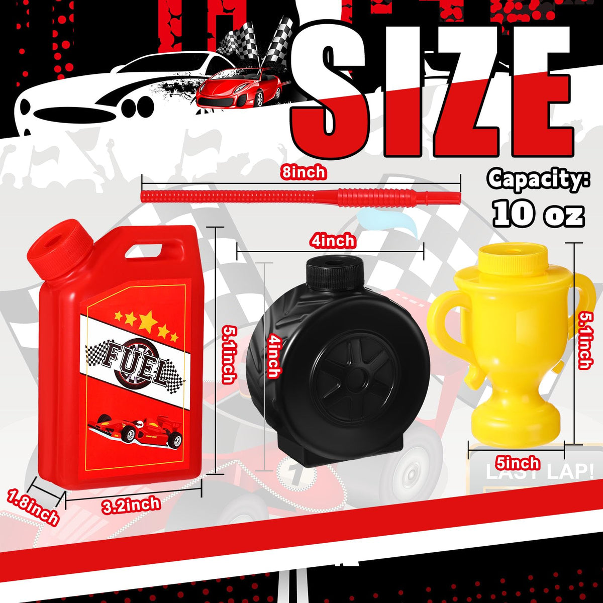 Mifoci red tire cup with straw, playful racer vibe for celebrations.