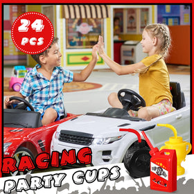 Mifoci race car party decor set, bright colors for kids' celebrations.