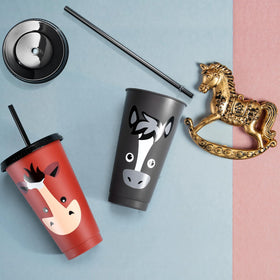 Reusable plastic drink tumblers by Mifoci for celebrations.