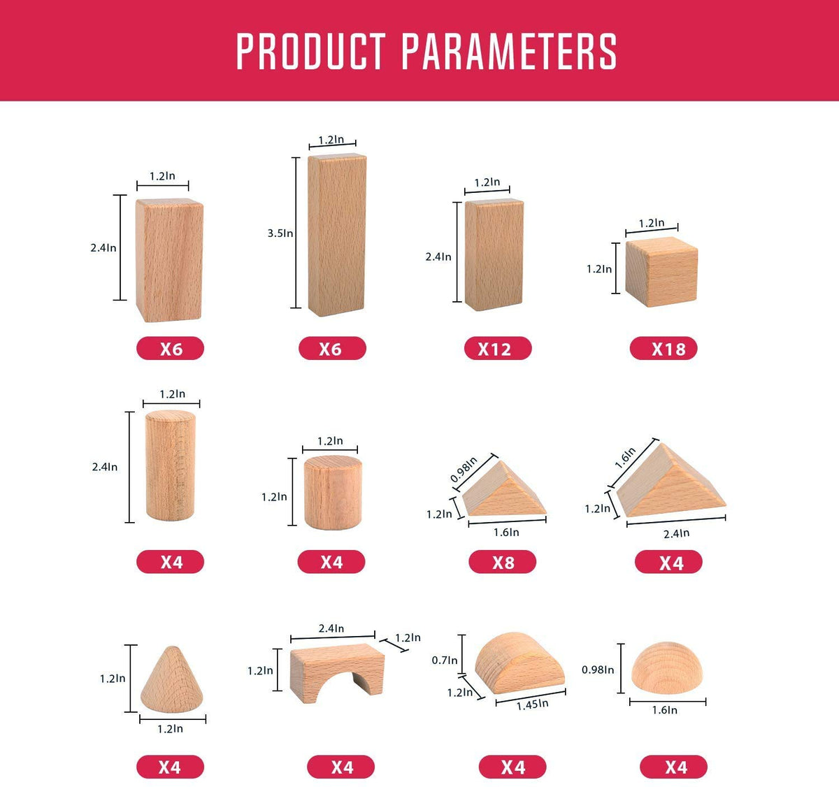 Timeless Migargle design makes these blocks a durable, heirloom gift.